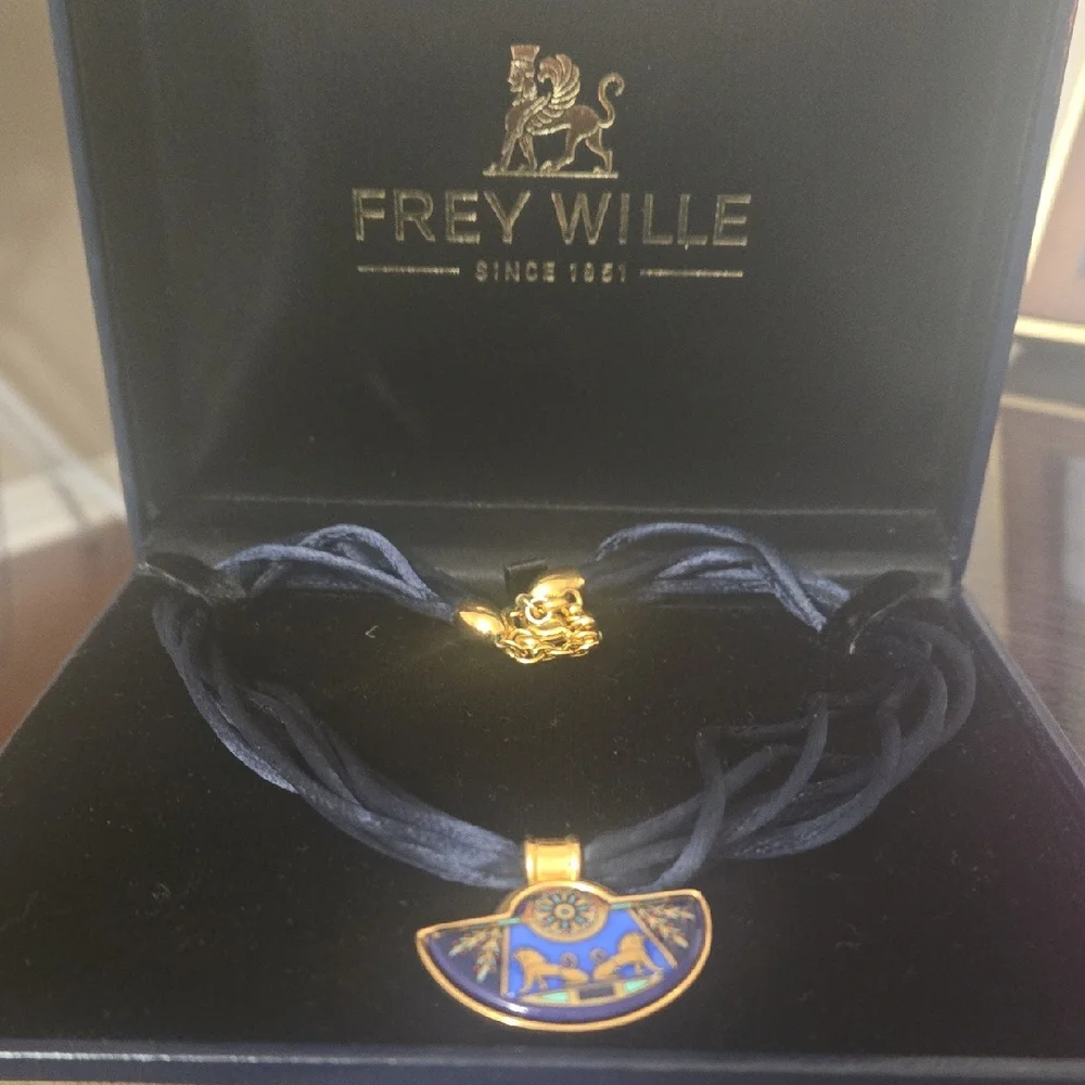 Frey Wille Blue and Gold Pendant Necklace - Picture 1 of 5